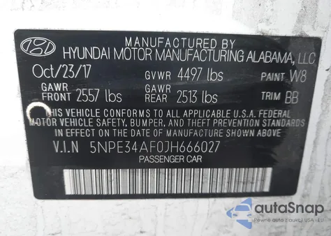 2018 Hyundai Sonata Limited z USA, uszkodzony, nr VIN 5NPE34AF0JH666027